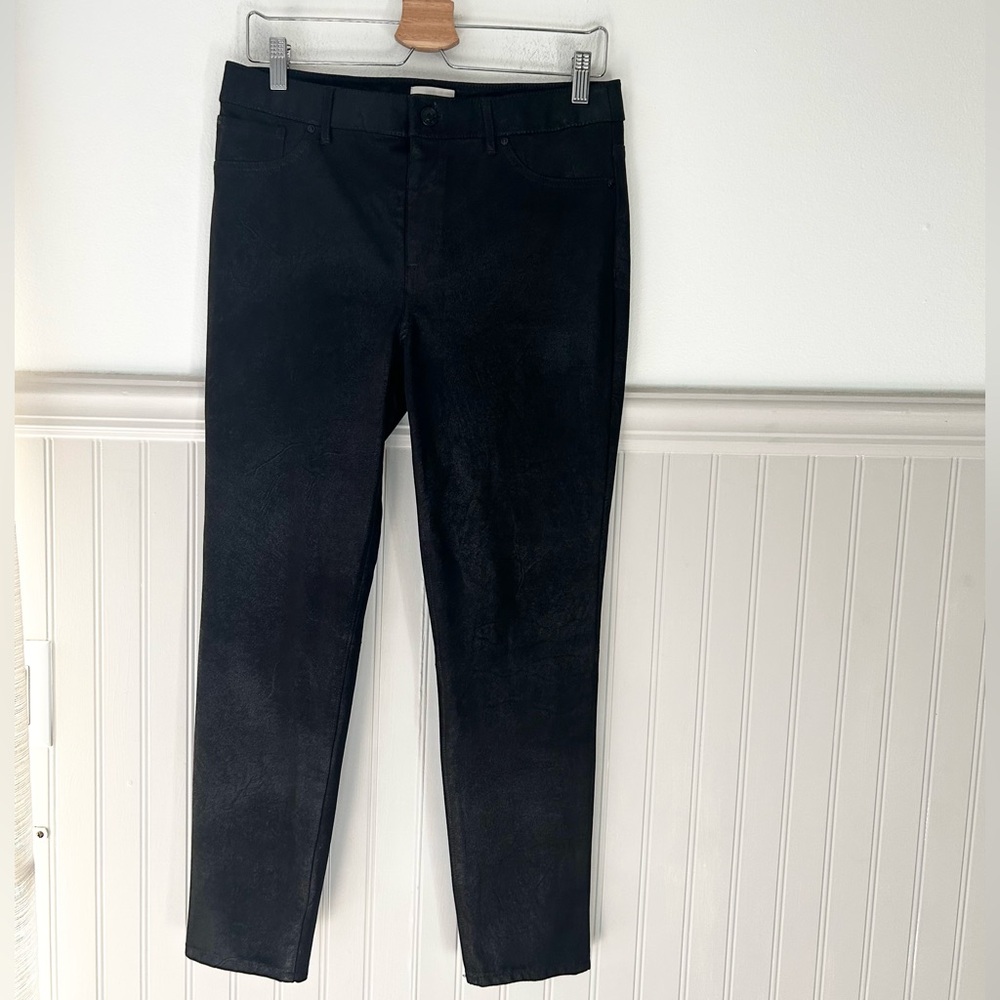Chico’s 0.5 Faux Leather Black Skinny Pants Stretch Slim Fit Size 6